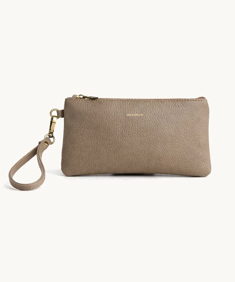 Bonendis Polly Pouch in Taupe Leather Πούρου