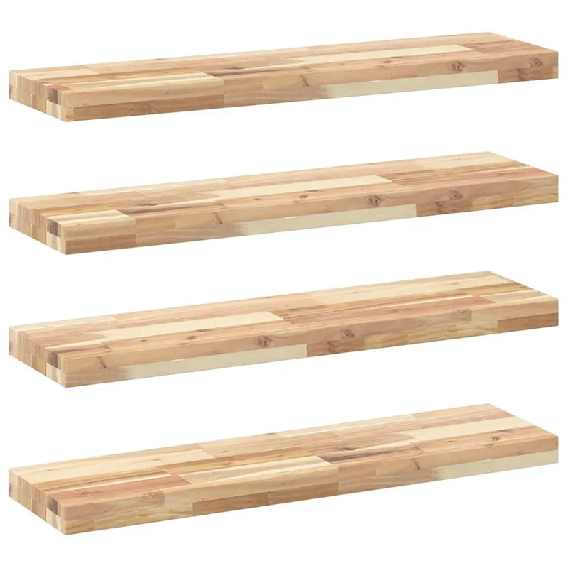 vidaXL Ράφια Πλωτά 4 τεμ. 100x20x4 εκ. από Μασίφ Ξύλο Ακακίας