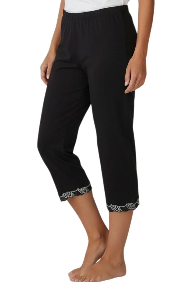 Πυτζάμα Hanro Παντελόνι Crop Pant KATHARINE 2674-BLACK Γυναικείο