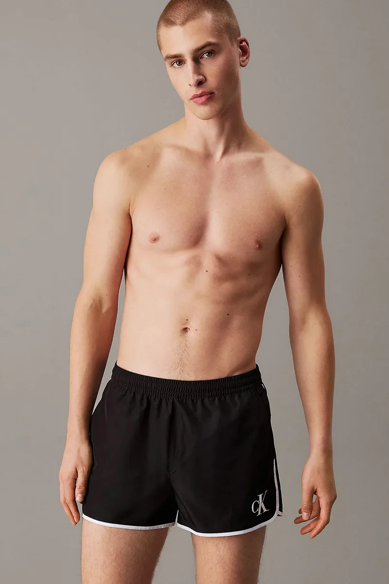 Calvin Klein ανδρικό μαγιό Runner Swim Shorts-CK Monogramm-KM0KM01119-BEH