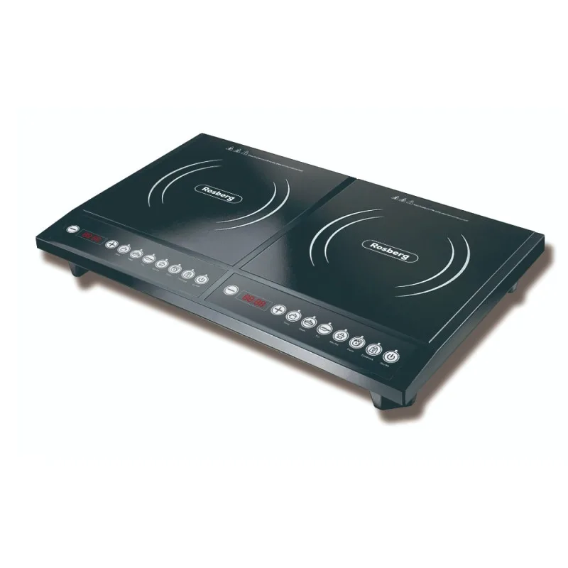 Διπλή επαγωγική εστία Rosberg R51445JD, 4000W, 8 επίπεδα ισχύος και θερμοκρασίας, Προστασία, Μαύρο