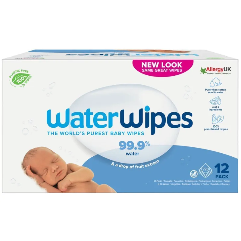 WaterWipes Baby Wipes 0m+ Άοσμα Μωρομάντηλα Καθαρισμού με 99.9% Νερό & 0.01% Εκχύλισμα από Σπόρους Γρκέιπφρουτ 720 Τεμάχια