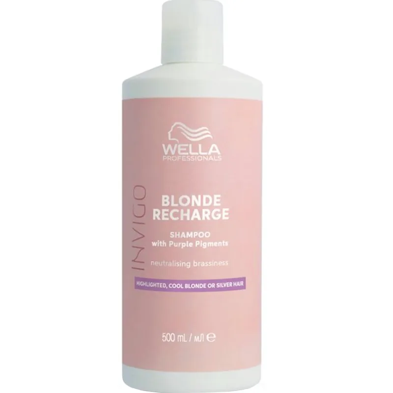 Wella Professionals Invigo Blonde Recharge Shampoo With Purple Pigments Σαμπουάν Αναζωογόνησης Χρώματος για Ανταύγειες, Ψυχρά Ξανθά & Γκρι Μαλλιά 500ml