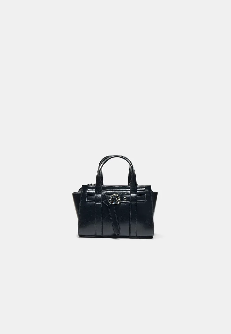 Stradivarius Μίνι Τσάντα Tote Με Αγκράφα Μαύρο Os