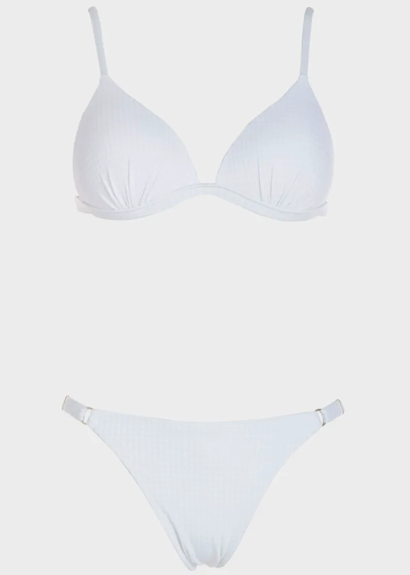 Bikini push up μονόχρωμο slip πλαϊνά ρυθμιζόμενα. Καλύπτει B Cup ΛΕΥΚΟ