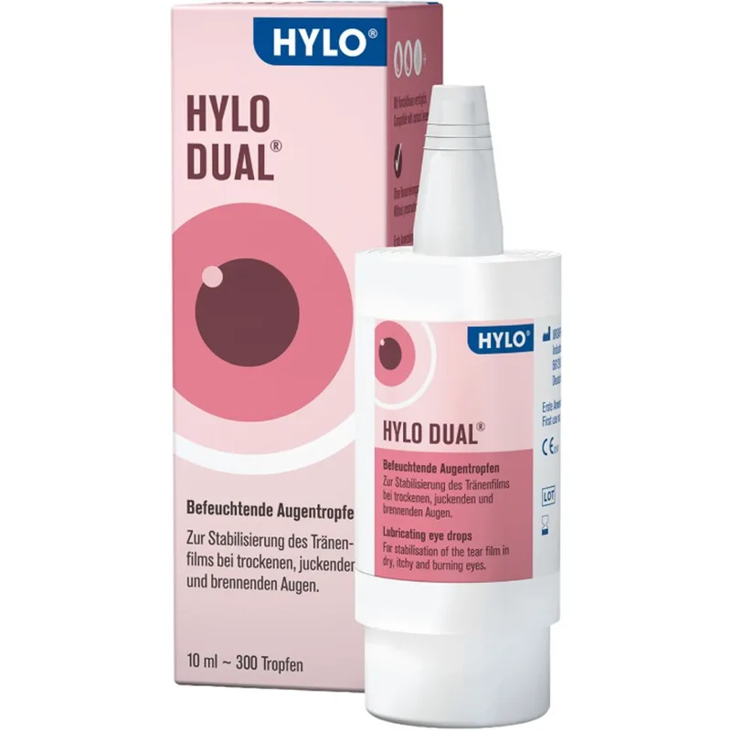 Ursapharm Hylo Dual Λιπαντικές Οφθαλμικές Σταγόνες με Εκτοΐνη για την Εντατική Ενυδάτωση & Ανακούφιση της Μέτριας Ξηροφθαλμίας με Φλεγμονώδη Συμπτώματα 10ml