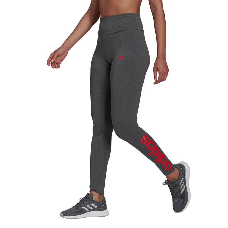 Adidas Essentials Γυναικείο Μακρύ Κολάν Ψηλόμεσο Dark Grey Heather/ Vivid Red (HD1770)