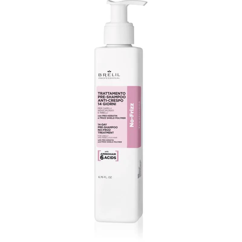 Brelil Professional No Frizz 14 Days No Frizz Treatment φροντίδα πριν τη περιποιήση με σαμπουάν για ατίθασα και κρεπαρισμένα μαλλιά 200 ml