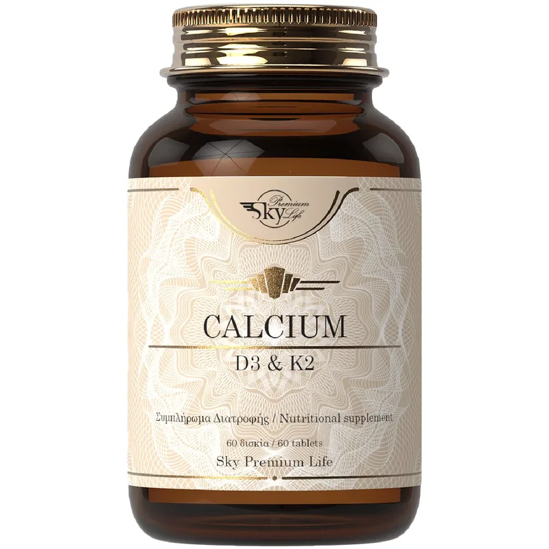 Sky Premium Life Calcium D3 & K2 Συμπλήρωμα Διατροφής με Ασβέστιο, Βιταμίνη D3 & Κ2 για την Ενίσχυση των Οστών, των Μυών & των Δοντιών 60tabs