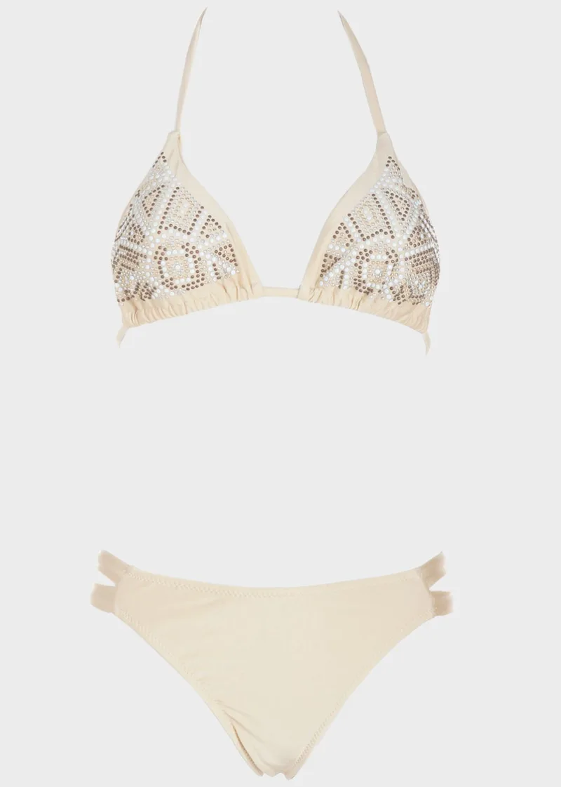 Bikini τριγωνάκι με τρούκς. Καλύπτει B Cup ΜΠΕΖ