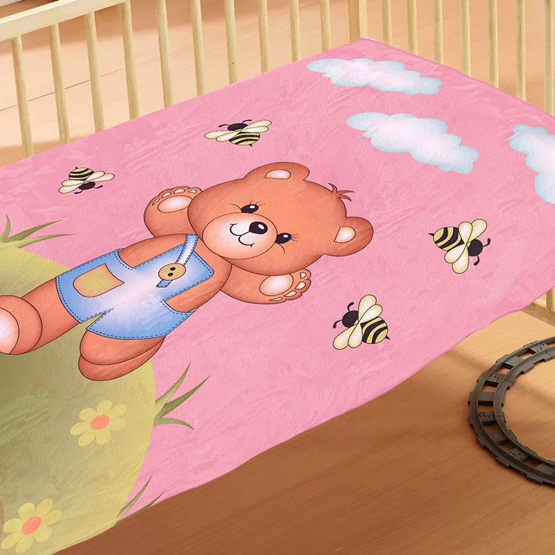 Κουβέρτα Βελουτέ Κούνιας 110X140 Dimcol Teddy Bear 02 (110x140)