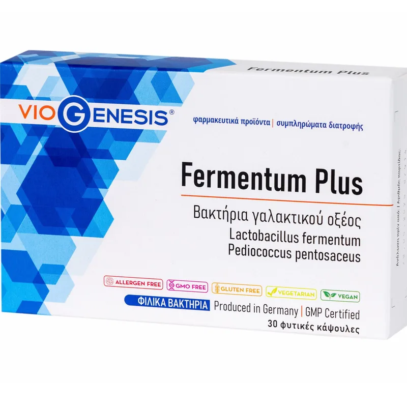 Viogenesis Fermentum Plus Συμπλήρωμα Διατροφής με Προβιοτικά Βακτήρια Γαλακτικού Οξέος για την Ομαλή Εντερική Λειτουργία, Ηπατική Αποκατάσταση & Γερό Ανοσοποιητικό 30caps