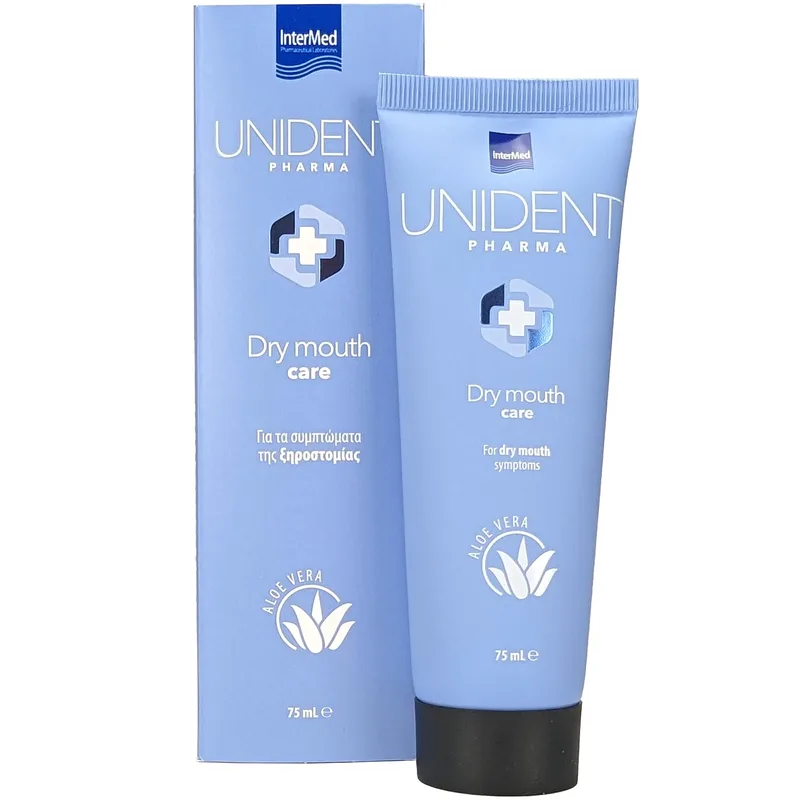 Intermed Unident Pharma Dry Mouth Care Toothpaste Οδοντόκρεμα με Φθόριο για την Καταπολέμηση της Ξηροστομίας 75ml