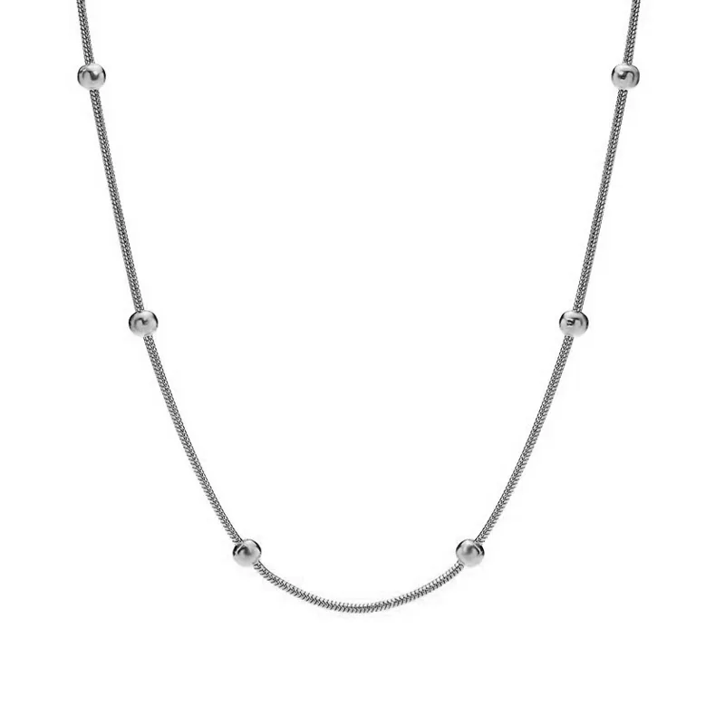 JT Unisex ατσάλινη αλυσίδα λαιμού φίδι με μπίλιες Ασημί