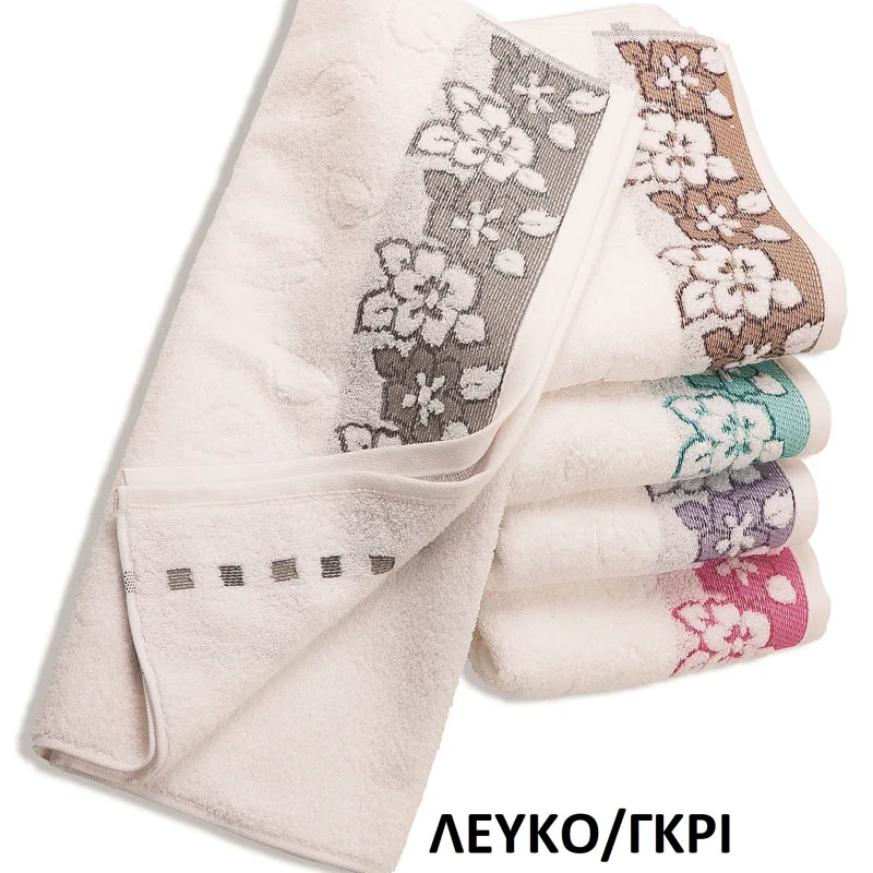 Πετσέτα Μπάνιου 70X140 Dimcol Ερατω Λευκο/Γκρι (70x140)