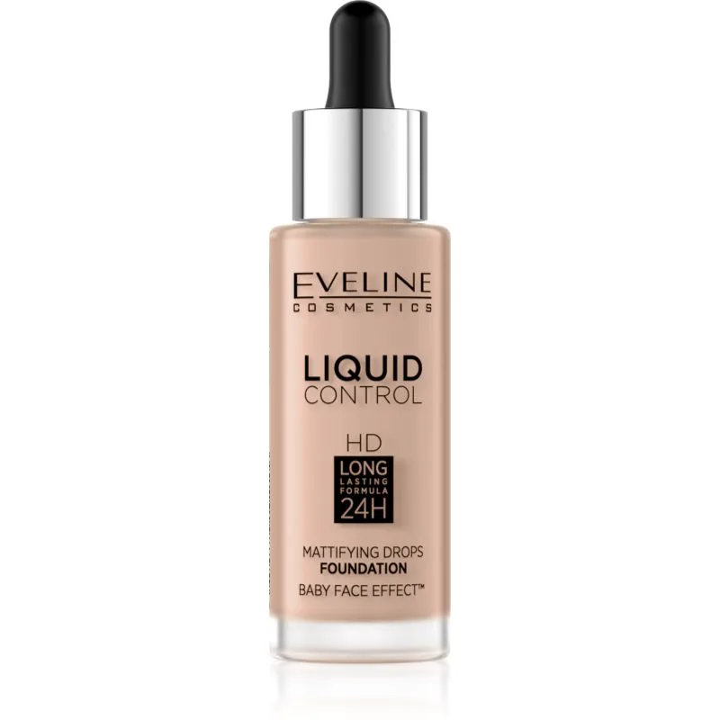 Eveline Cosmetics Liquid Control υγρό μεικ απ με σταγονόμετρο απόχρωση 025 Light Rose 32 ml