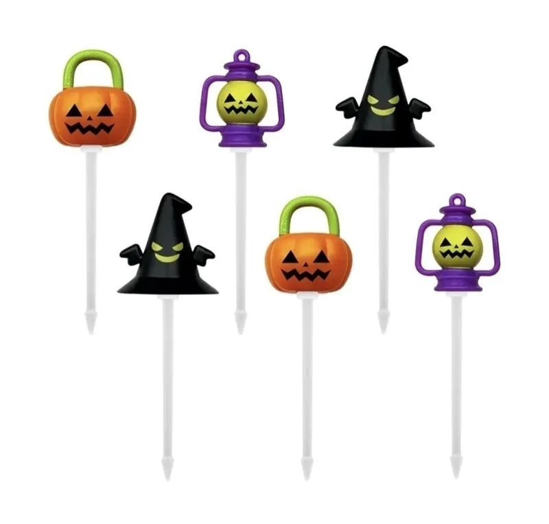 Food Picks Halloween 3D Pumpkins/Witch