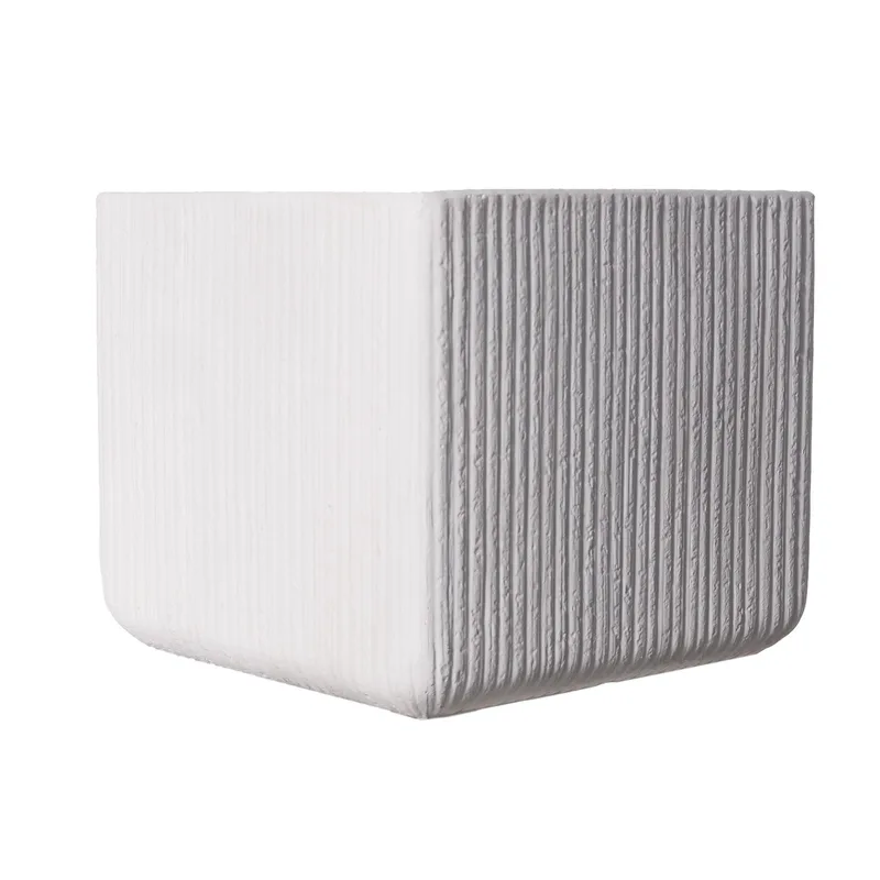Supergreens Γλάστρα Πήλινη Τετράγωνη "Stripe" Λευκή XL 44x44x38 εκ.
