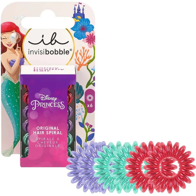Invisibobble Disney Ariel Original Hair Spiral Λαστιχάκι Μαλλιών Εμπνευσμένο από Πριγκίπισσες της Disney 6 Τεμάχια