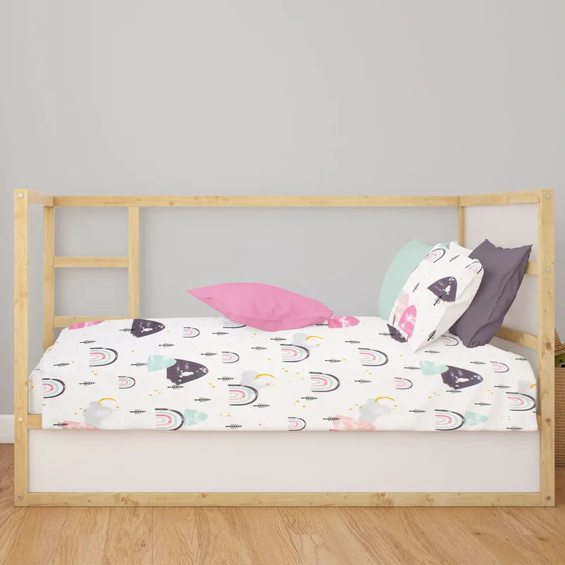 Σεντόνι Κούνιας Με Λάστιχο (70x140+15) Dimcol Rainbow 575 White - Ροζ