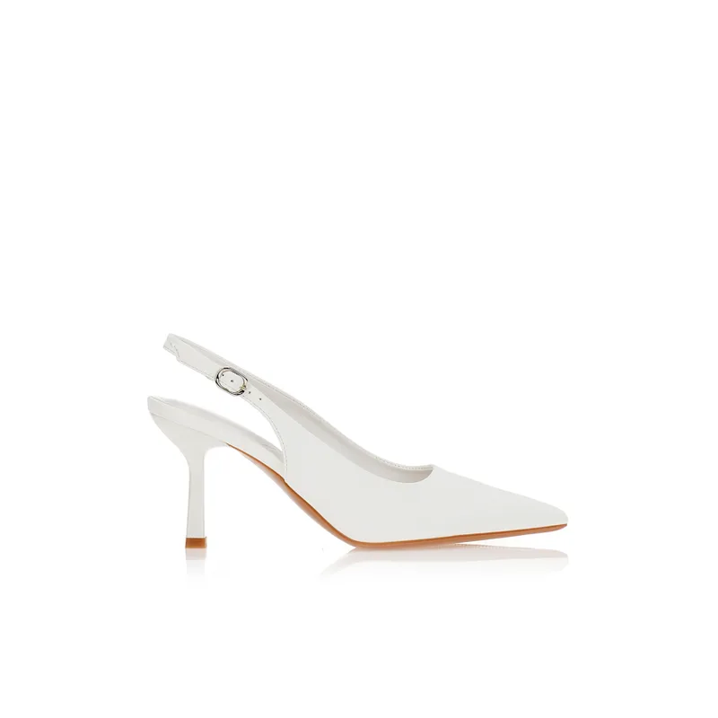 Γόβες λευκές μυτερές slingback ΛΕΥΚΟ