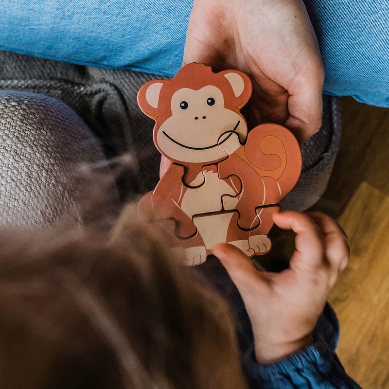 Ξύλινο Παζλ Με 4 Κομμάτια Πορτοκαλί Tree Toys Monkey 60-06986