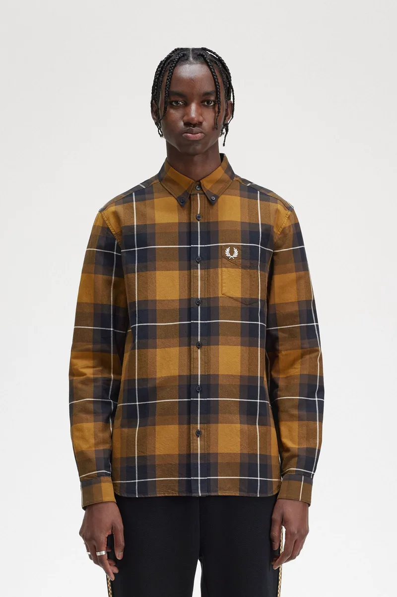 Fred Perry Ανδρικό Πουκάμισο Καρό Tartan Shirt M6573-644 Καφέ