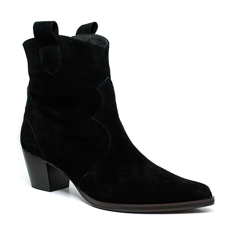 Bigshoes MX1921-01kst Δερμάτινο Μποτάκι Μαύρο Καστόρι 6cm