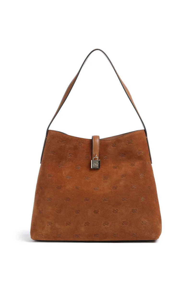 Karl Lagerfeld γυναικεία suede τσάντα hobo "Autograph Padlock" - B1W30105 Ταμπά