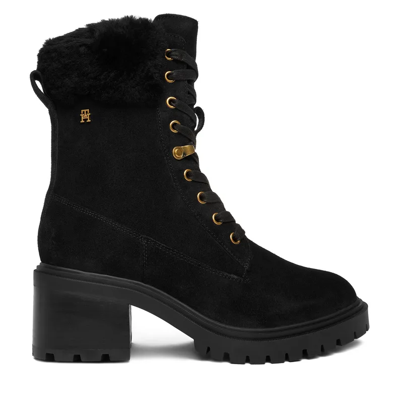 Μποτίνια Tommy Hilfiger Th Shearling Lace Up Boot FW0FW08999 Μαύρο
