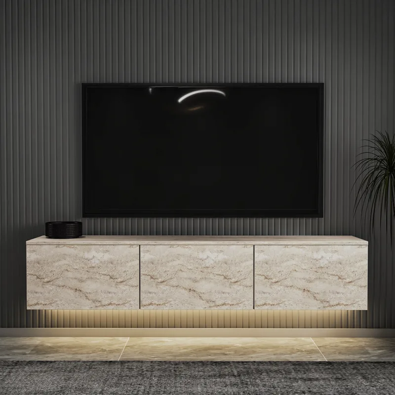 Βάση Τηλεόρασης Neon Illuminated - Travertine 382Nrc2507 (160x35x32)