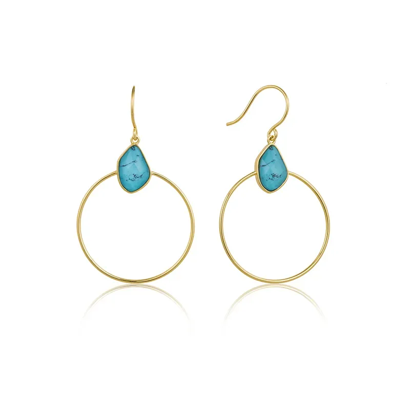 Κρεμαστοί κρίκοι 925 Ania Haie Turquoie Front Hoopl E014-02G E014-02G Ασήμι
