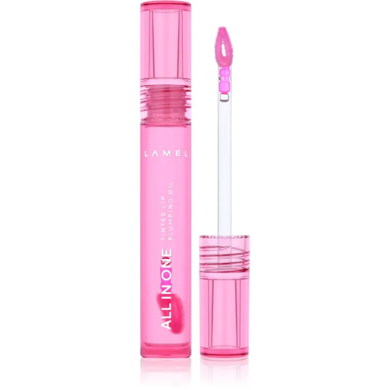 LAMEL All in One Lip Tinted Plumping Oil λάδι με χρώμα για τα χείλη για αύξηση του όγκου № 402 Ροζ Sparkle 3 ml