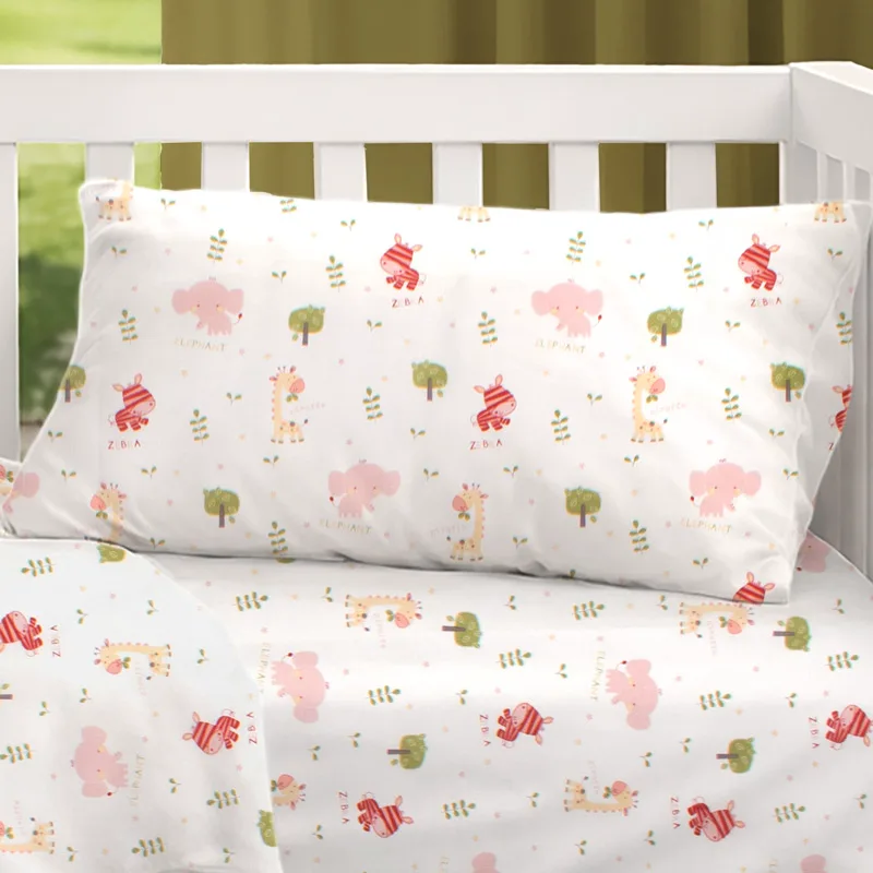 Βρεφική Μαξιλαροθήκη 35x45 Dimcol Happy Safari 712 Ροζ