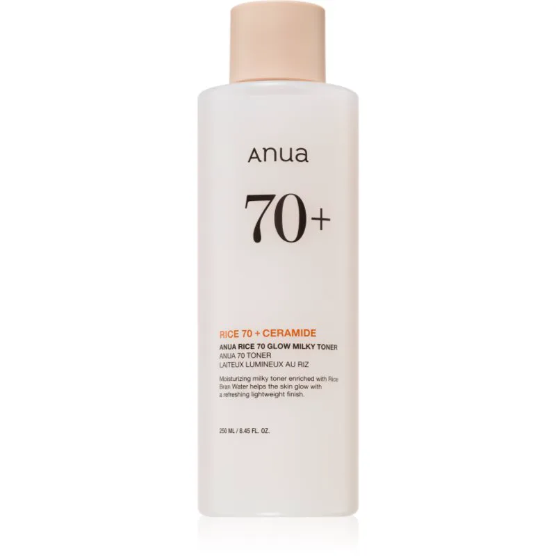 Anua Rice 70+ Glow Milky Toner ενυδατικό τονωτικό για λαμπρή επιδερμίδα 250 ml