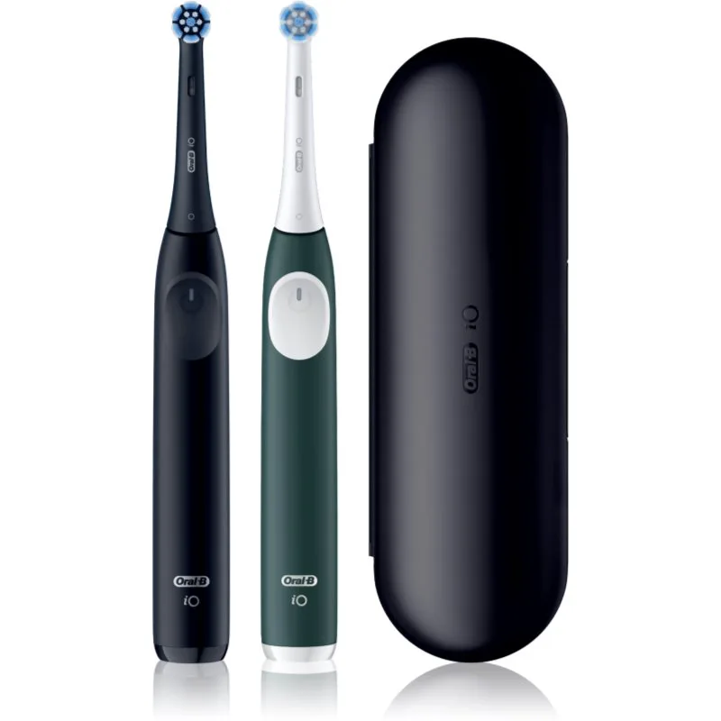 Oral-B iO2 Clean & Gentle ηλεκτρική οδοντόβουρτσα με θήκη διπλή συσκευασία Matt Black & Forest Green