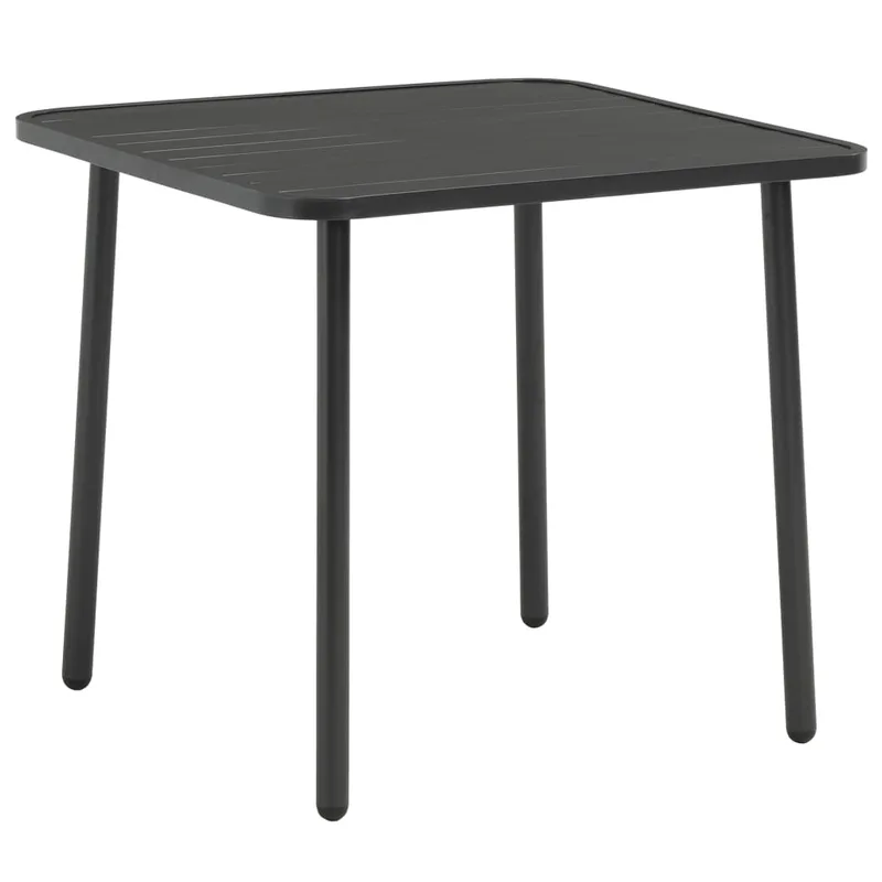 vidaXL Τραπέζι Κήπου Σκούρο Γκρι 80 x 80 x 72 εκ. Ατσάλινο