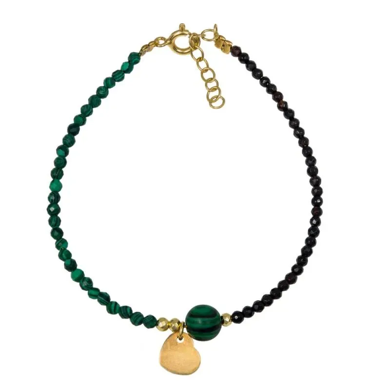 Επίχρυσο βραχιόλι καρδούλα 925 Hematite and Malachite 044604 044604 Ασήμι