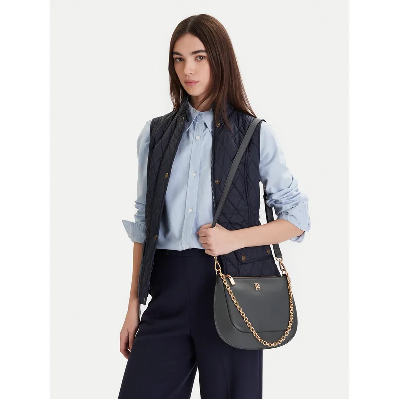 Τσάντα Tommy Hilfiger Th Glam Conv Med Crossover AW0AW18143 Γκρι