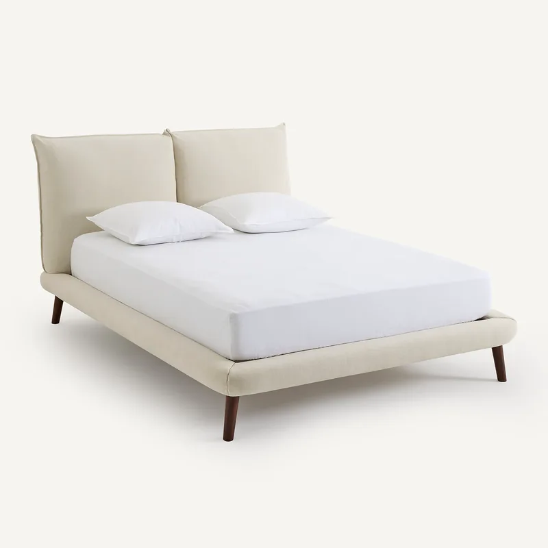 Διπλό κρεβάτι από βαμβάκι λινό Μ177xΠ230xΥ106cm