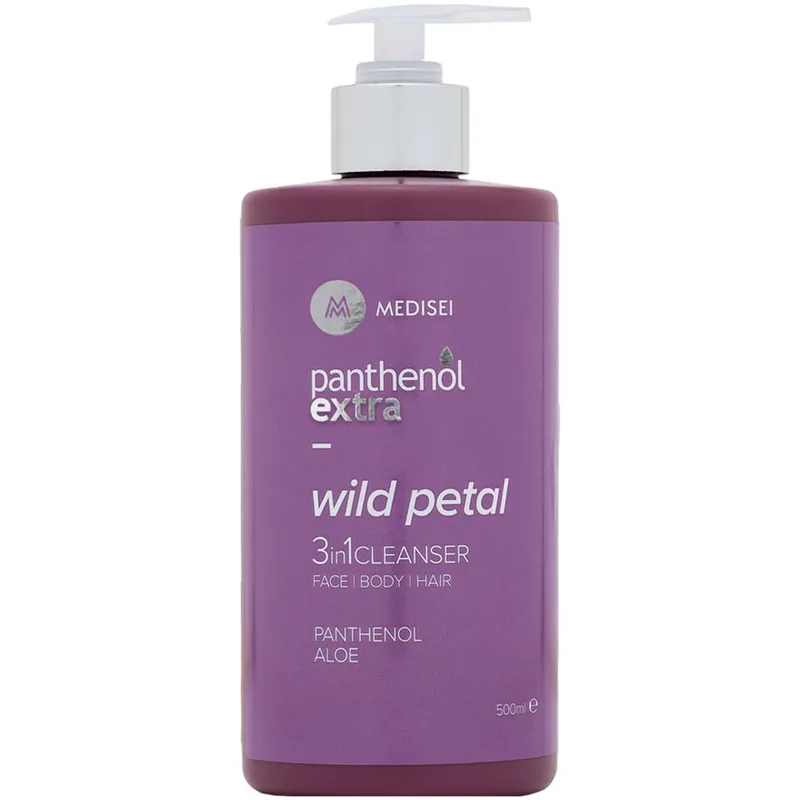 Panthenol Extra Wild Petal 3in1 Cleanser Γυναικείο Αφρόλουτρο για Πρόσωπο, Σώμα & Μαλλιά με Άρωμα Λουλουδιών με Αντλία 500ml