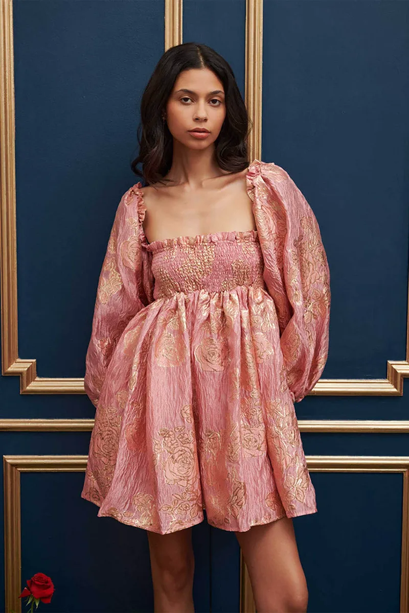 Sister Jane γυναικείο φόρεμα mini jacquard "Twilight" - DRD551PNK Ροζ