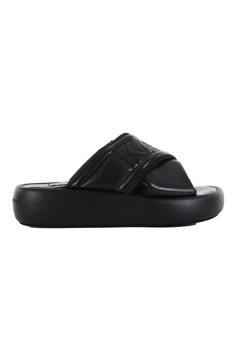 KARL LAGERFELD ΠΑΠΟΥΤΣΙΑ ΠΑΝΤΟΦΛΕΣ LAGUNA PUFFA STRAP SLIDE ΜΑΥΡΟ