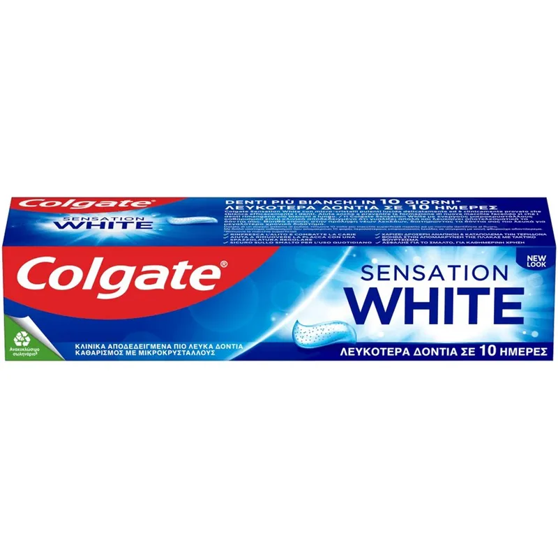 Colgate Sensation White Toothpaste Οδοντόκρεμα Καθημερινής Χρήσης με Μικροκρυστάλους για Βαθύ Καθαρισμό & Λεύκανση των Δοντιών από τις Πρώτες 10 Μέρες 75ml