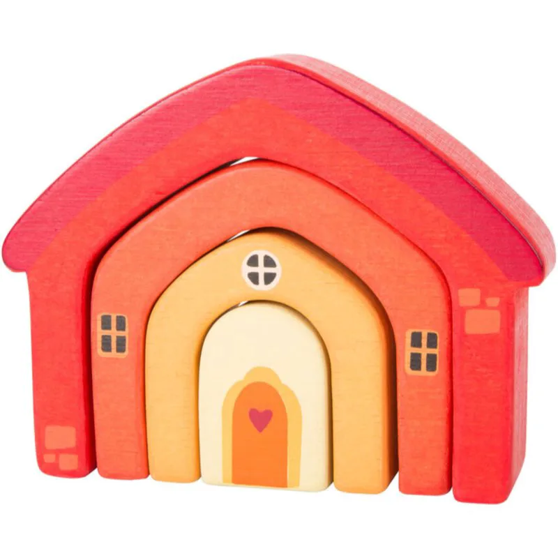 Small foot Wooden Building Blocks House παιχνίδι δραστηριοτήτων από ξύλο 12 m+ 4 τμχ