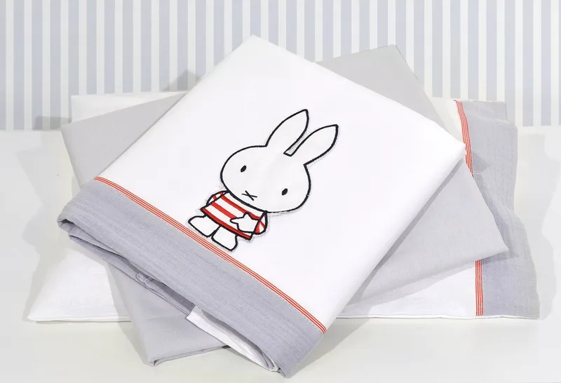 Σεντόνια Κούνιας 3 τεμ. Μουσελίνα Γκρι Design 65 Miffy