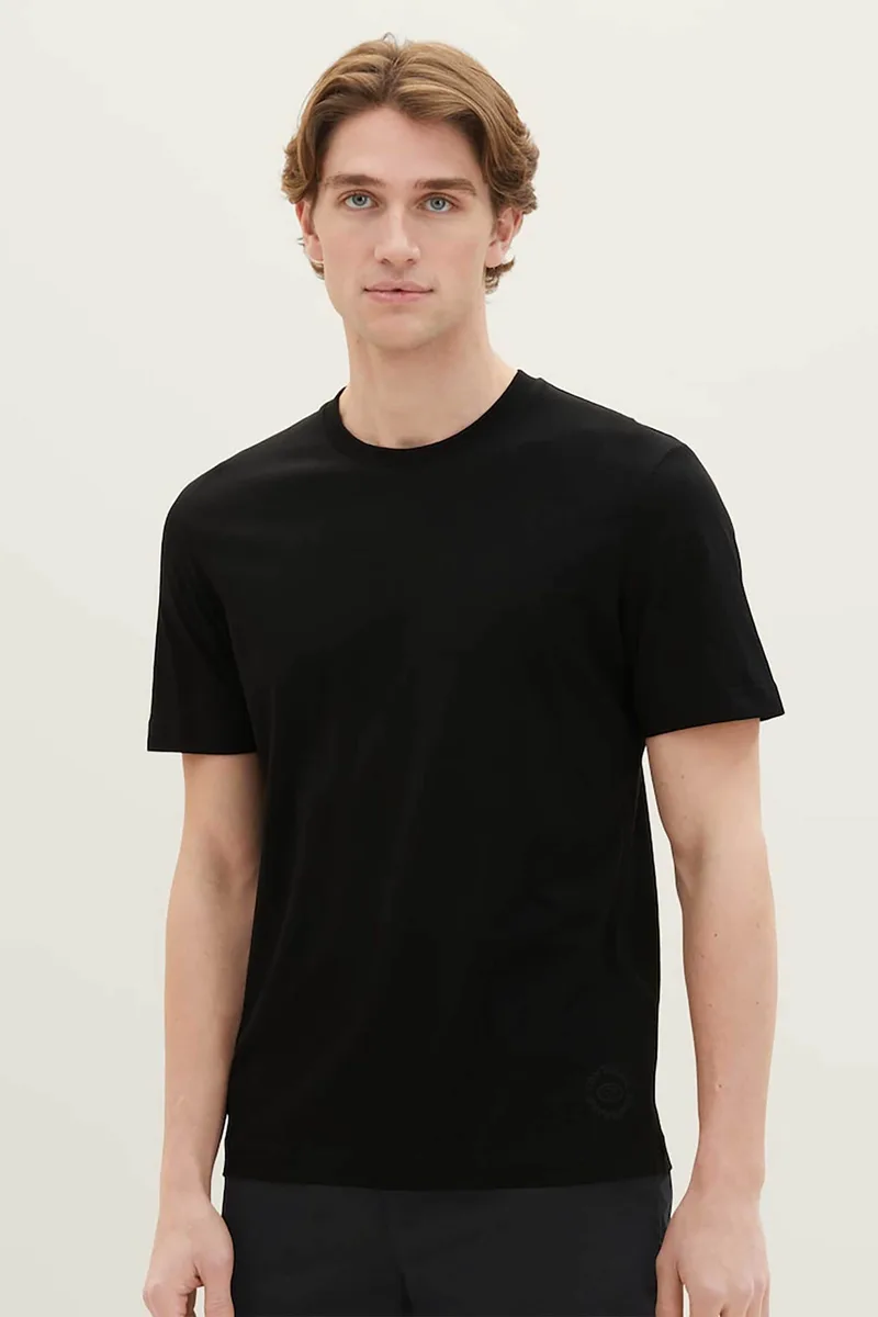 Tom Tailor σετ ανδρικά μονόχρωμα T-shirts Regular Fit (2 τεμάχια) - 1037741 Μαύρο