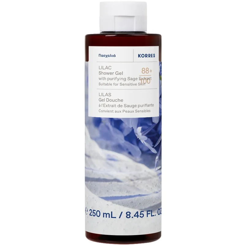 Korres Lilac & Purifying Sage Extract Shower Gel Αφρόλουτρο Σώματος με Άρωμα Φρεσκοκομμένης Πασχαλιάς, Απαλά Στοιχεία Πράσινων Βοτάνων & Ανάλαφρη Γλυκιά Αίσθηση Μόσχου 250ml