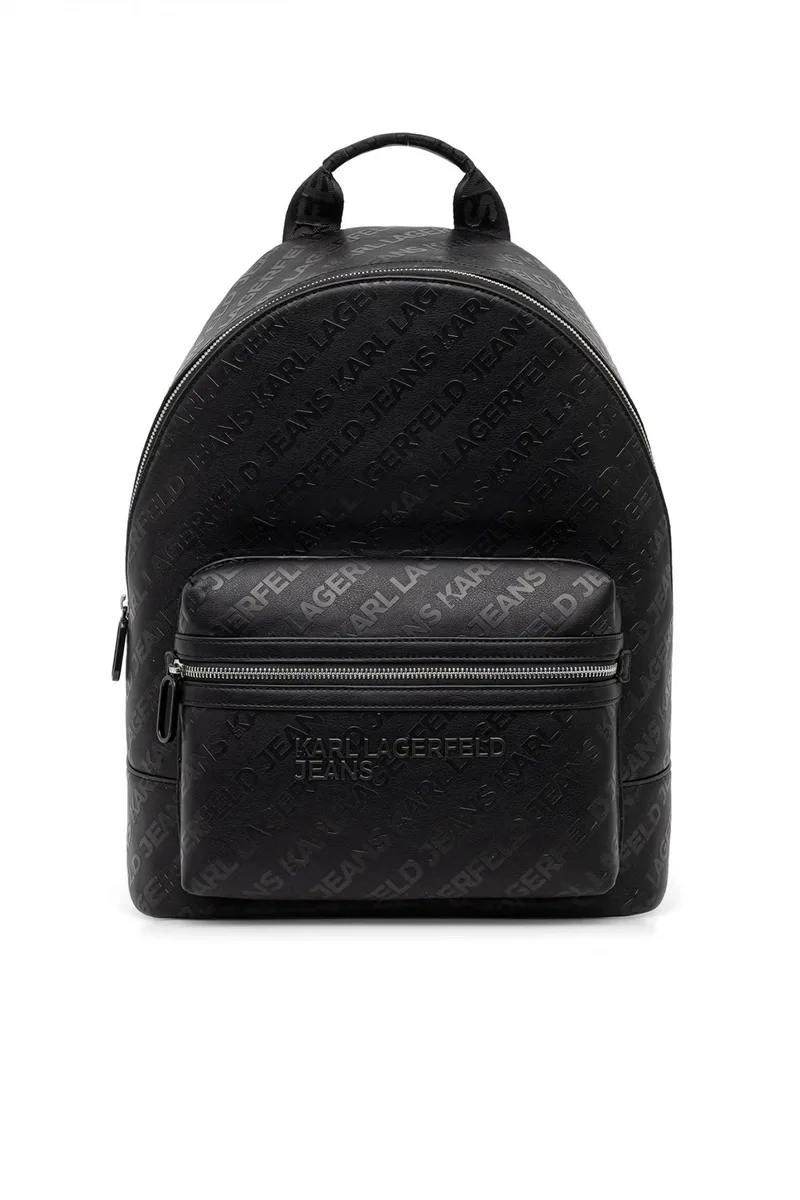 KARL LAGERFELD JEANS ΤΣΑΝΤΑ BACKPACK LOGO AOP ΜΑΥΡΟ