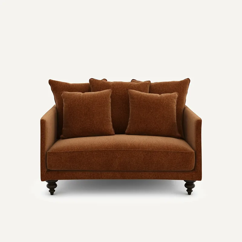 Διθέσιος καναπές compact από βελούδο chenille Μ105xΠ138xΥ93cm